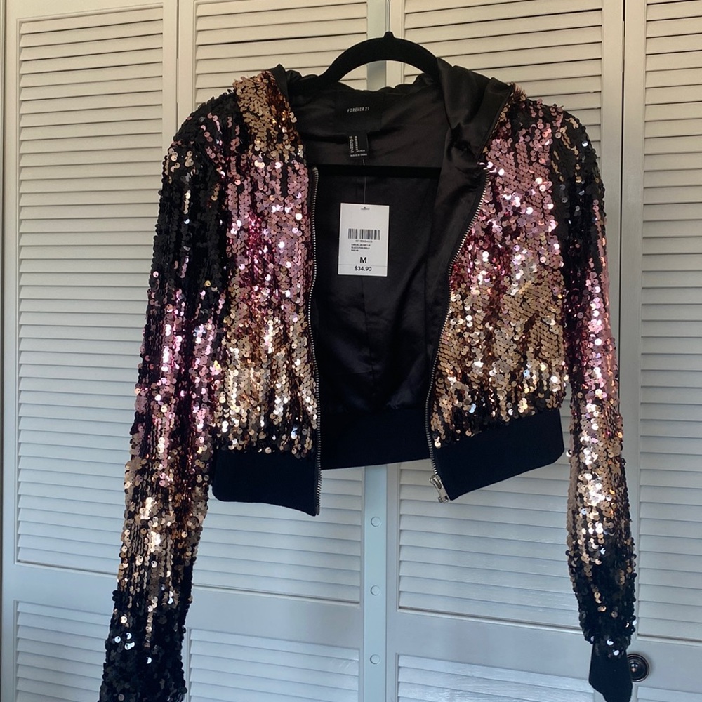 Sequin cropped jacket